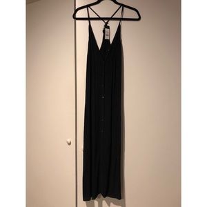 Long back dress, gold buttons down the front